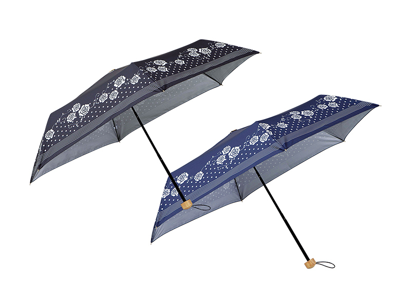 ローズドットボーダー／晴雨兼用折りたたみ傘