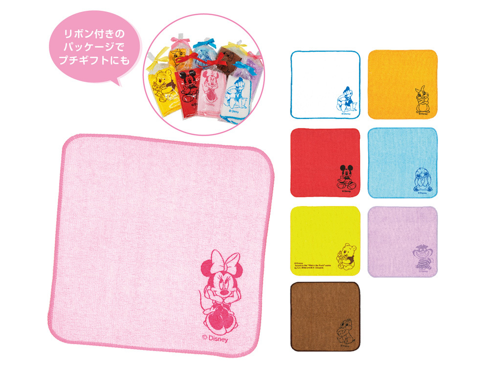 キャラクターリボン付カラフルミニタオル