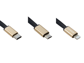 3種類の付属コネクタ（Lightningケーブルは片面充電仕様です）