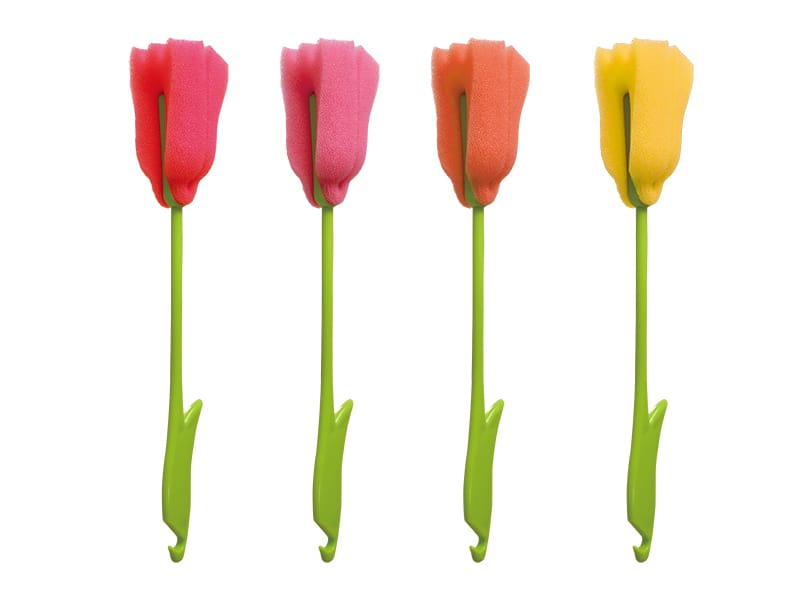 お花のスティックスポンジ　レッド・オレンジ・イエロー・ピンク4色アソート　色・柄の指定はできません。