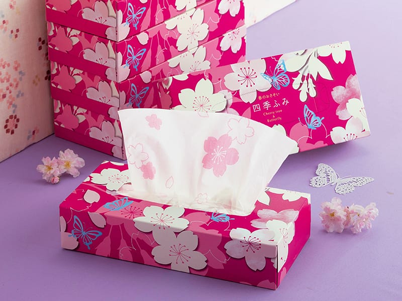 四季ふみ/春のおさそい桜ティッシュボックス
