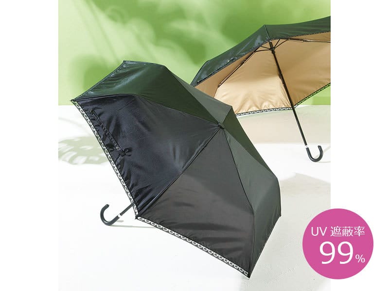ドレッシー・晴雨兼用折りたたみ傘　UV遮蔽率99%以上！