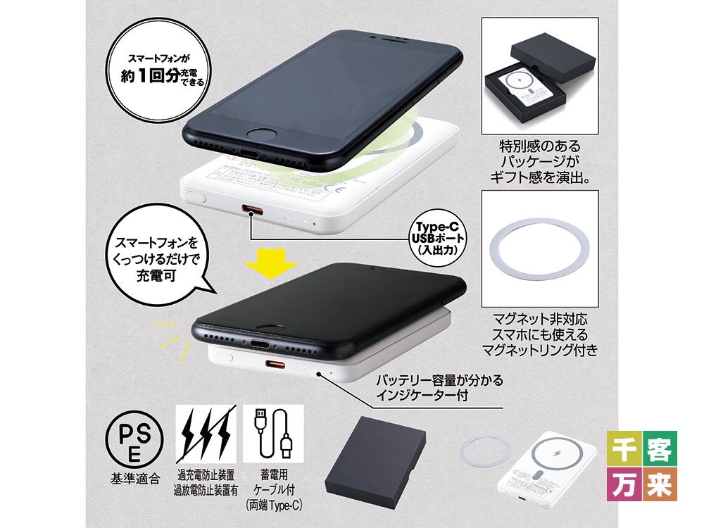 マグネット式ワイヤレスバッテリー5000(マグネットリング付き)