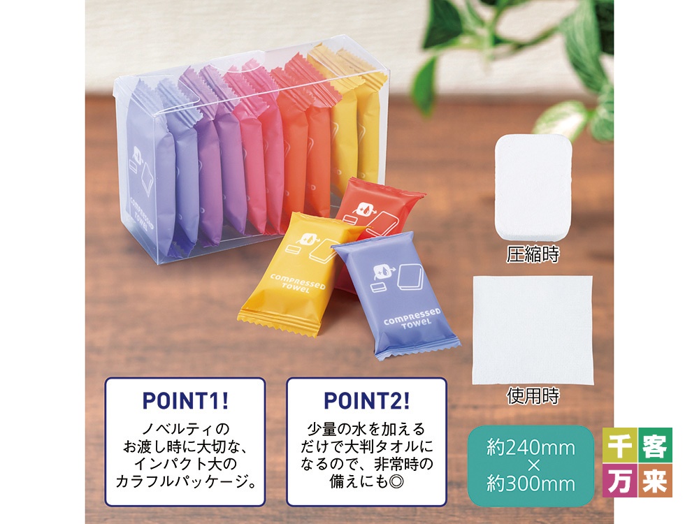 ポータブル圧縮タオル10個セット(クリアケース入り)