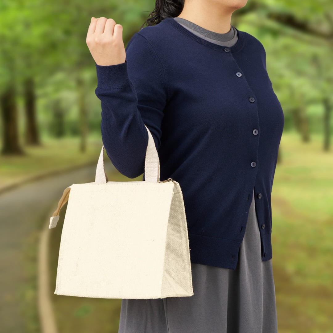 ジュート保冷スクエアトート（S） ナチュラルホワイト