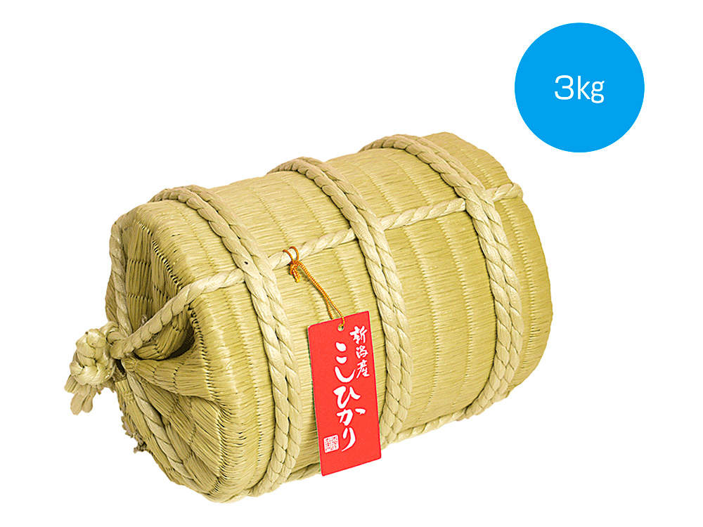 【完売】米俵入り 新潟県産こしひかり 3kg