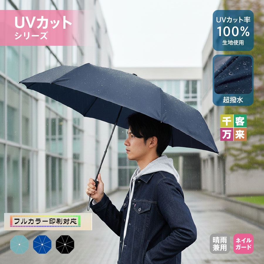 ひと振り雨粒サラッとUV折りたたみ傘