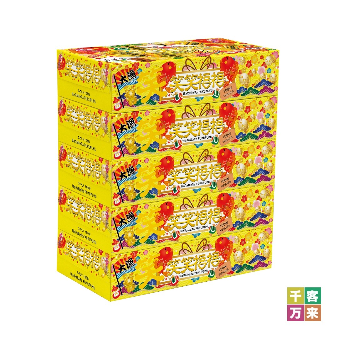笑笑福福BOXティッシュ100W5個組